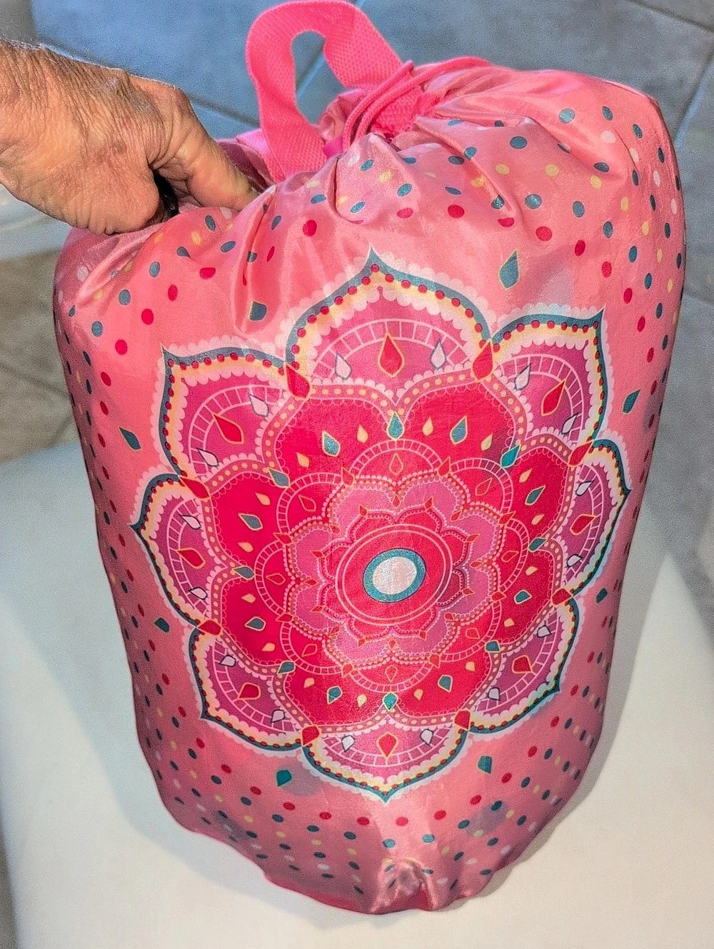 Pink & Blue Geometric Drawstring Sleeping Bag